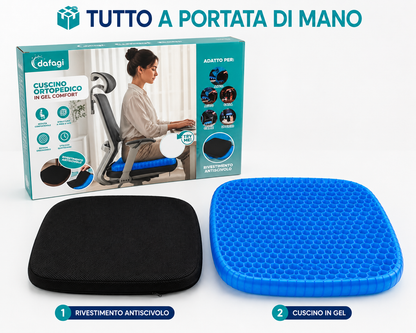 Cuscino in Gel per Seduta con Struttura a Nido d’Ape, Cuscino Comfort con Rivestimento Nero, per Sedia Ufficio, Casa, Auto e Gaming, Design Flessibile Blu