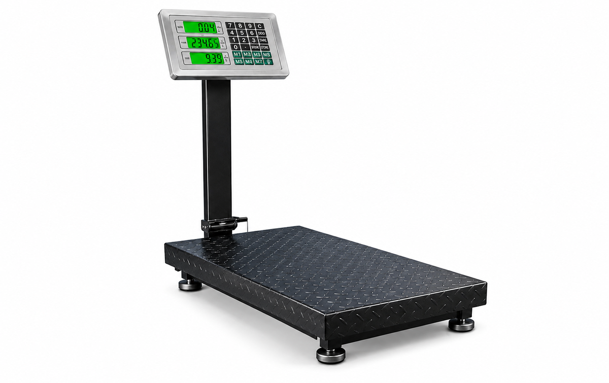 BDIT ACCESSORI Bilancia Digitale Professionale 300 kg, Bilancia Elettronica a Piattaforma con Display LCD e Tastiera, Ampia Pedana, per Magazzino, Deposito, Negozio e Pacchi