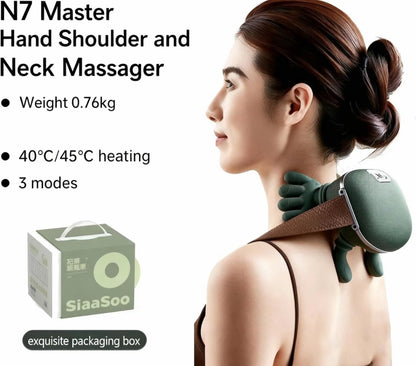 Bdit accessori Electric Neck Massager Deep Kneading Integrated Heating Shiatsu Neck Shoulder Massage USB Rechargeable Portable for Home Office