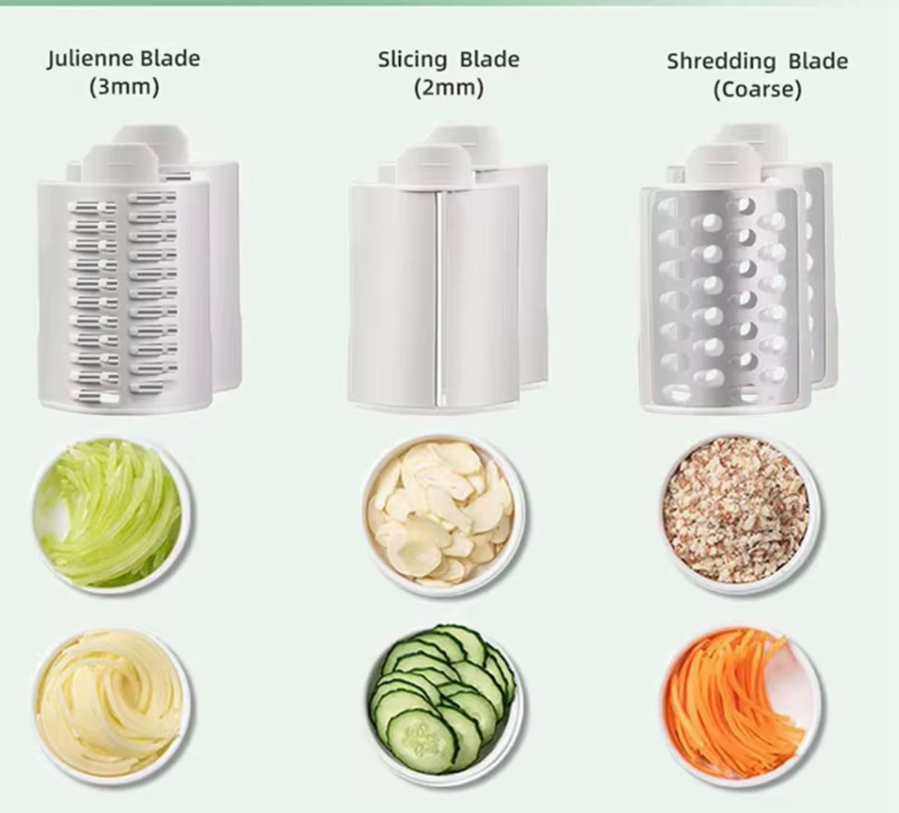 Affetta Verdure Manuale 3 in 1 – Mandolina Multifunzione a Manovella con Lame Intercambiabili per Julienne, Affettare e Grattugiare - BDIT ACCESSORI