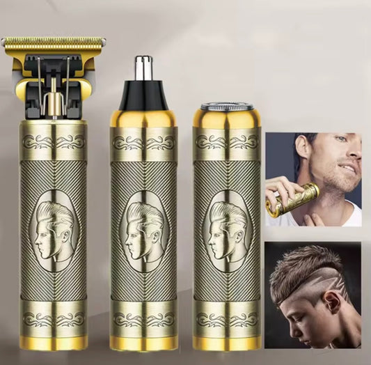 Tagliacapelli Professionale 3 in 1 Ricaricabile — Regolabarba, Rifinitore, Taglia Peli Naso | USB, Cordless, Lama Acciaio, 3 Velocità