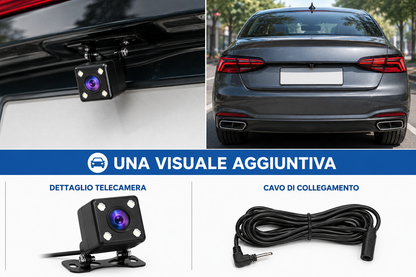 Dashcam Auto 1080P con Telecamera Posteriore, Videocamera per Auto con Display Integrato, Supporto a Ventosa, Registrazione Anteriore e Posteriore, Alimentazione da Auto