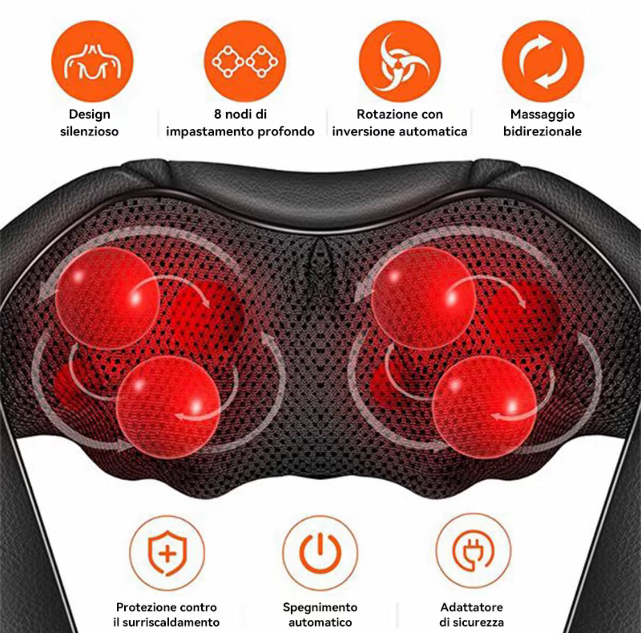 Massaggiatore Cervicale e Spalle con Calore – Design Antirumore, Tessuto Traspirante e Pelle Sintetica Ecologica - BDIT ACCESSORI