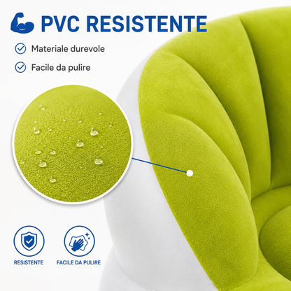 Divano Gonfiabile Singolo, Poltrona Gonfiabile Ø 85 x 74 cm, Poltrona Ergonomica in PVC Resistente, Facile da Gonfiare e Sgonfiare, Leggera e Portatile, per Soggiorno, Camera, Giardino e Campeggio