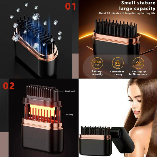 Spazzola Lisciante Senza Fili – Pettine Elettrico Ricaricabile per Capelli Lisci e Setosi