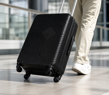 Set Valigie Rigide 3 Pezzi ABS Nero – Trolley Cabina 20”, Media 24”, Grande 28” – Ruote 360°, Lucchetto TSA, Manico Telescopico – Leggere, Resistenti, Valigie Viaggio