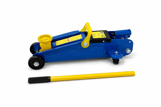 Cric Idraulico Auto 2T con Ruote – Sollevatore Auto a Carrello in Acciaio con Manico Rimovibile, Jack Idraulico per Cambio Pneumatici e Manutenzione Veicolo, Uso Garage e Domestico