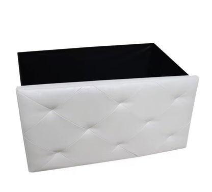 Leather Padded Trunk Bench Pouf with Quilted Button Design – Multi-Functional Storage Ottoman Bag – Available in Various Colours - BDIT ACCESSORI