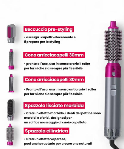 Styler Multifunzione 5 in 1 per Capelli – Asciuga, Modella e Dona Volume colore marrone