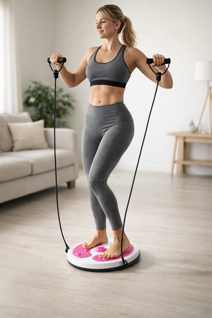 Twister Fitness con Elastici 28 cm – Pedana Girevole per Allenamento Vita e Addome – Disco Rotante con Superficie Antiscivolo e Massaggiante – Attrezzo Dimagrante Casa per Addominali, Glutei e Gambe