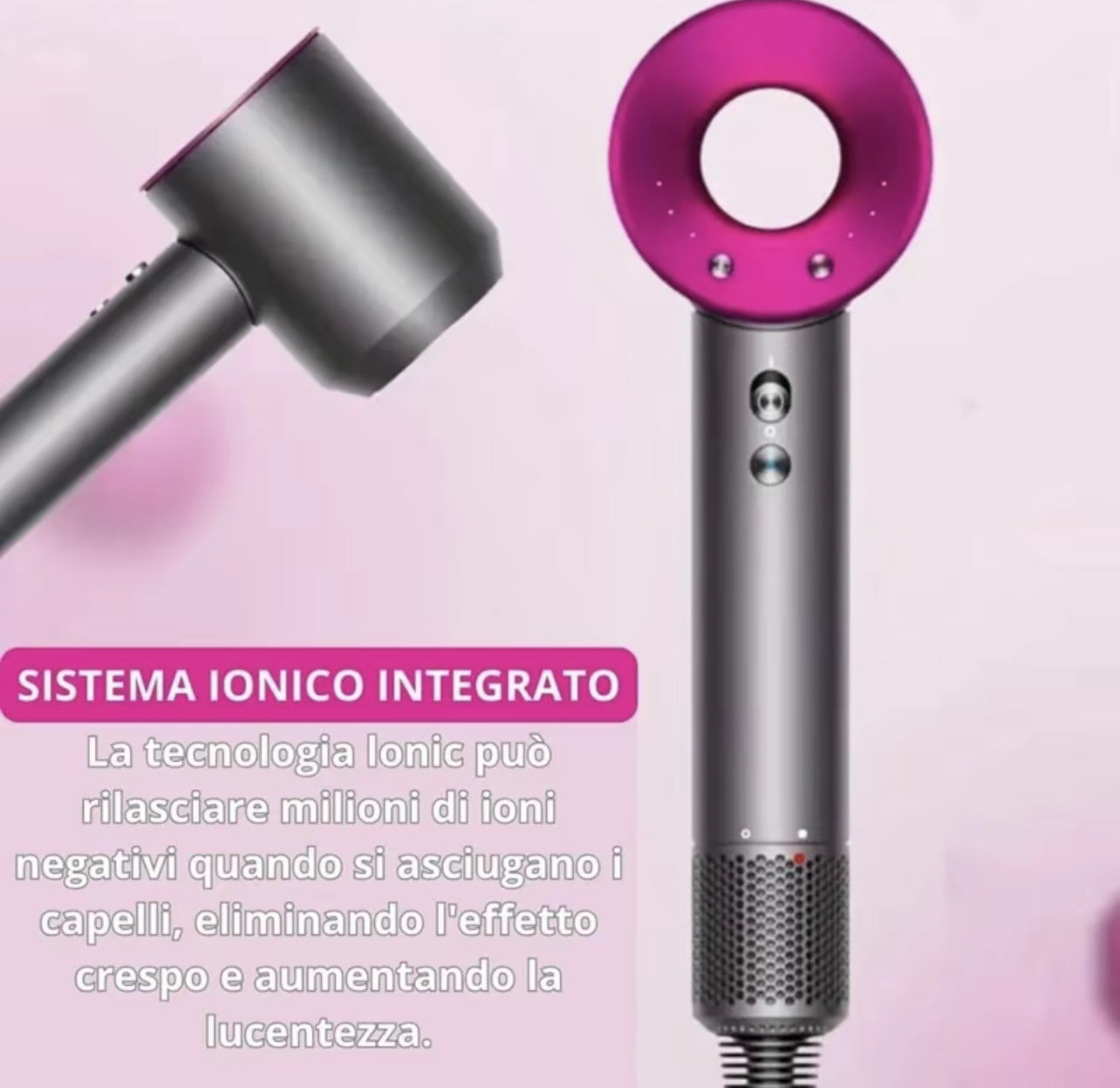 Bdit accessori Asciugacapelli Professionale con 5 Accessori e 4 Modalità di Temperatura controllo intelligente del calore per la brillantezza,Asciugatura rapida, Progettato per un effetto equilibrato, Styling liscio e controllato