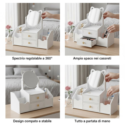 💕 Organizer per Cosmetici con Specchio – Eleganza e Ordine per la tua Beauty Routine
