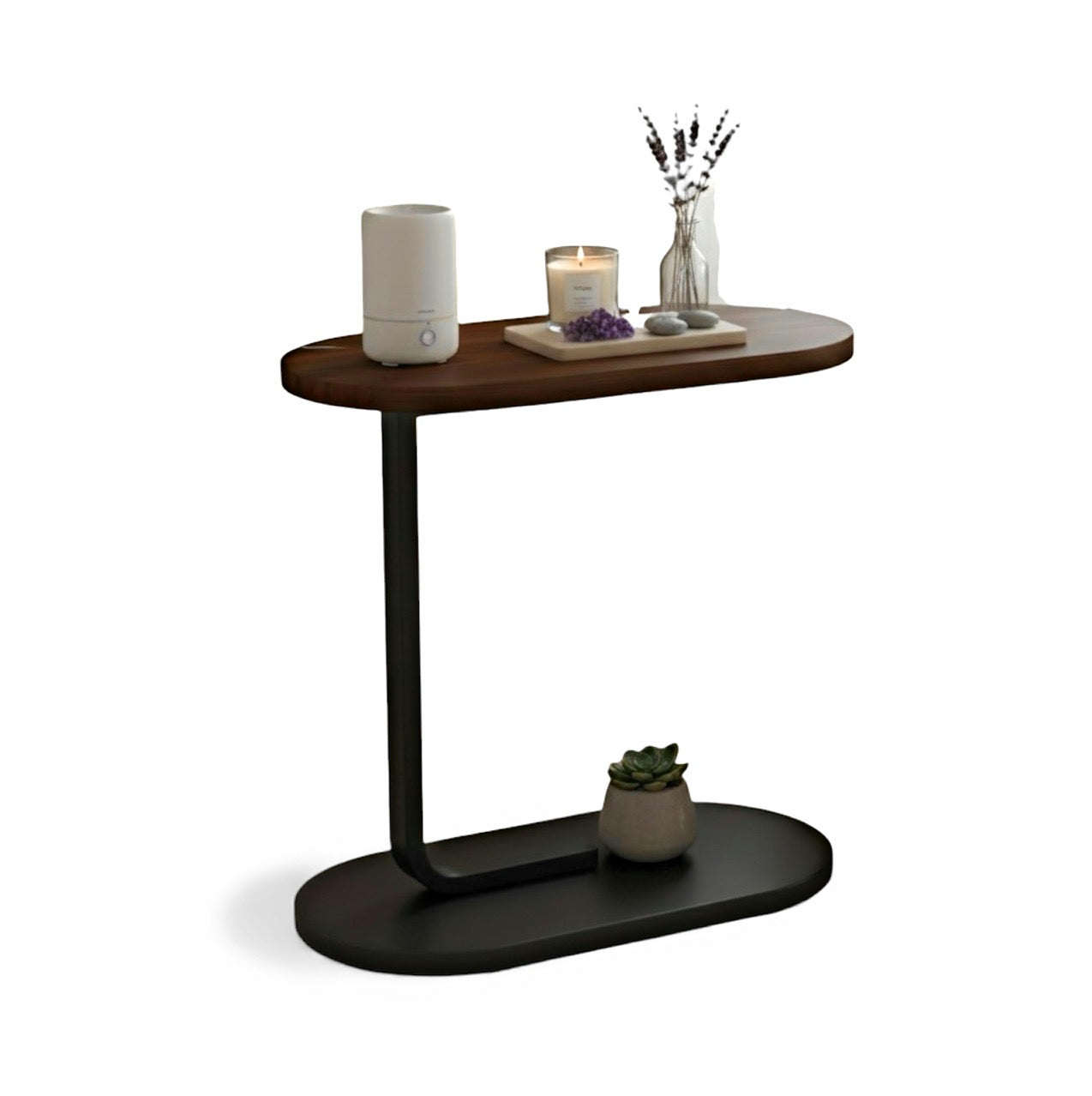 Tavolino Laterale Moderno in Legno e Metallo – Tavolino da Divano Salvaspazio, Comodino Minimal per Soggiorno e Camera