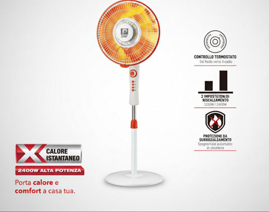 Stufa Alogena a Piantana Oscillante – Calore Immediato e Basso Consumo!