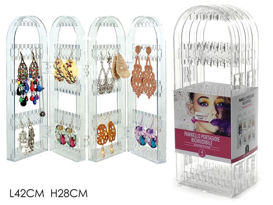 Pannello Portagioie Richiudibile in Acrilico Trasparente – Espositore Orecchini, Collane e Bracciali