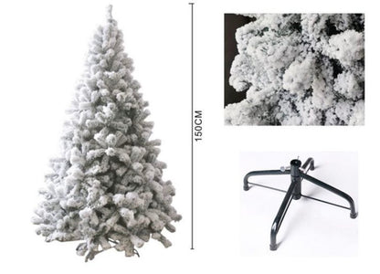 Albero di Natale Innevato Artificiale – Abete Floccato Effetto Neve Vero (120 cm) con Base Robusta