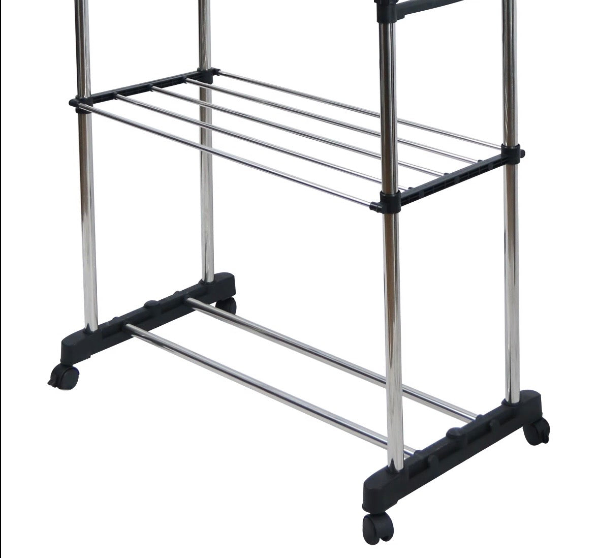 Stender Appendiabiti Doppio Telescopico con Ripiano | Estensibile e Salvaspazio su Ruote