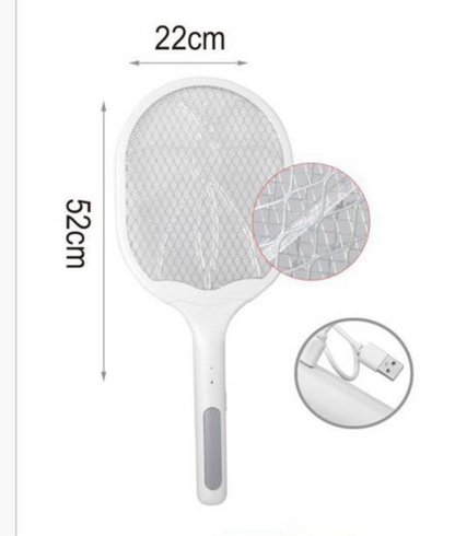 Rechargeable Electric Mosquito Swatter – 3000V Handheld Fly Zapper Racket with USB Charging Base, Safe Triple-Layer Mesh, for Indoor & Outdoor Insect Control