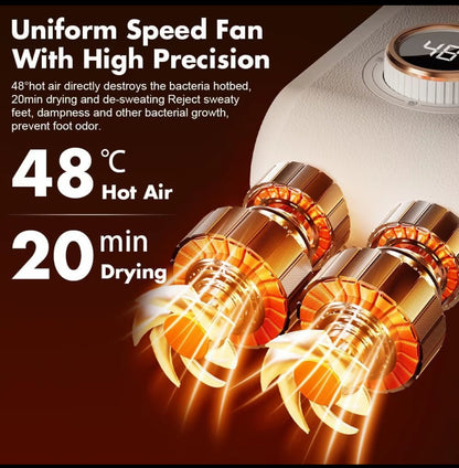 🔥 Asciuga Scarpe Elettrico con Termostato Intelligente e Luce UV – Asciugatura Rapida 360° | Display Digitale | Ideale per Scarpe, Stivali, Guanti e Caschi