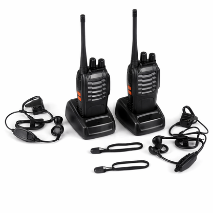 Walkie Talkie Professionali 2 Pezzi Bdit Accessori con Auricolari, Base di Ricarica, Lungo Raggio, Radio Ricetrasmittente Portatile per Sicurezza, Magazzino, Cantiere, Hotel