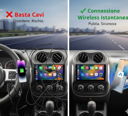Adattatore Wireless per CarPlay e Android Auto, Convertitore Senza Fili Plug & Play, Dongle USB per Auto con CarPlay Cablato, Connessione Automatica Bluetooth WiFi, Compatibile iOS e Android