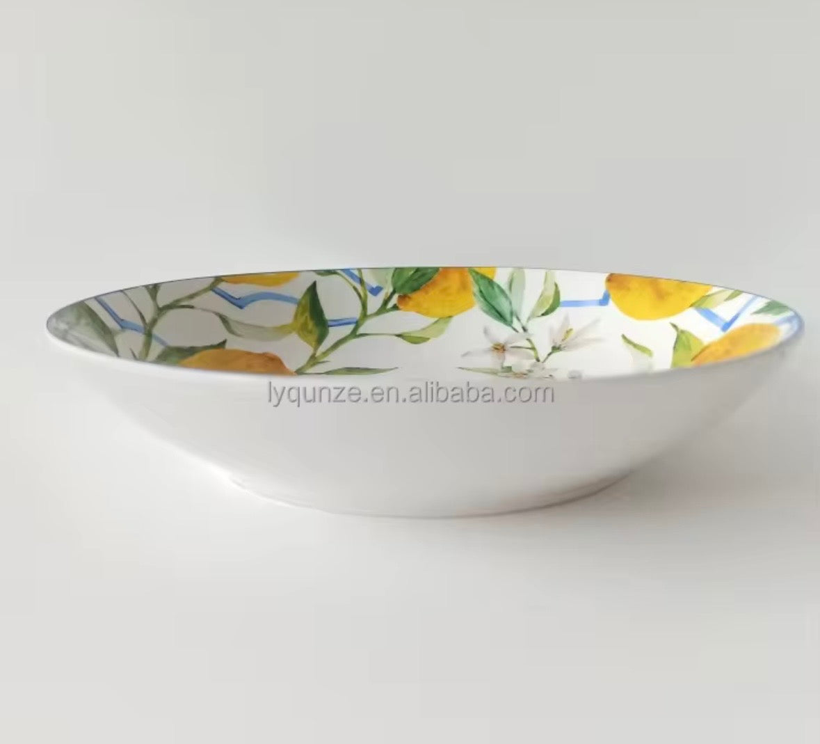 Set di piatti in ceramica con limoni – Stile maiolica siciliana, design mediterraneo