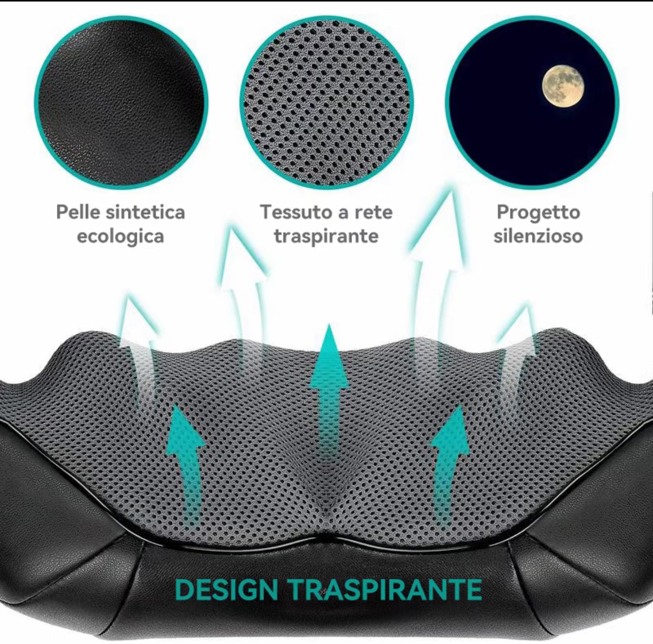 Massaggiatore Cervicale e Spalle con Calore – Design Antirumore, Tessuto Traspirante e Pelle Sintetica Ecologica - BDIT ACCESSORI