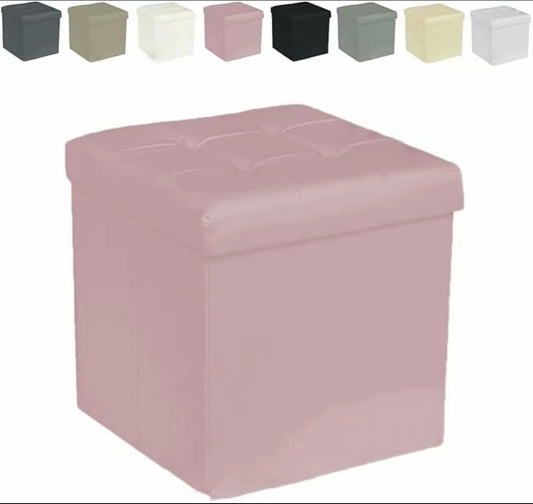 PUFF POUF CONTENITORE QUADRATO ECOPELLE PANCA BAULE TRAPUNTATO 38x38x38cm