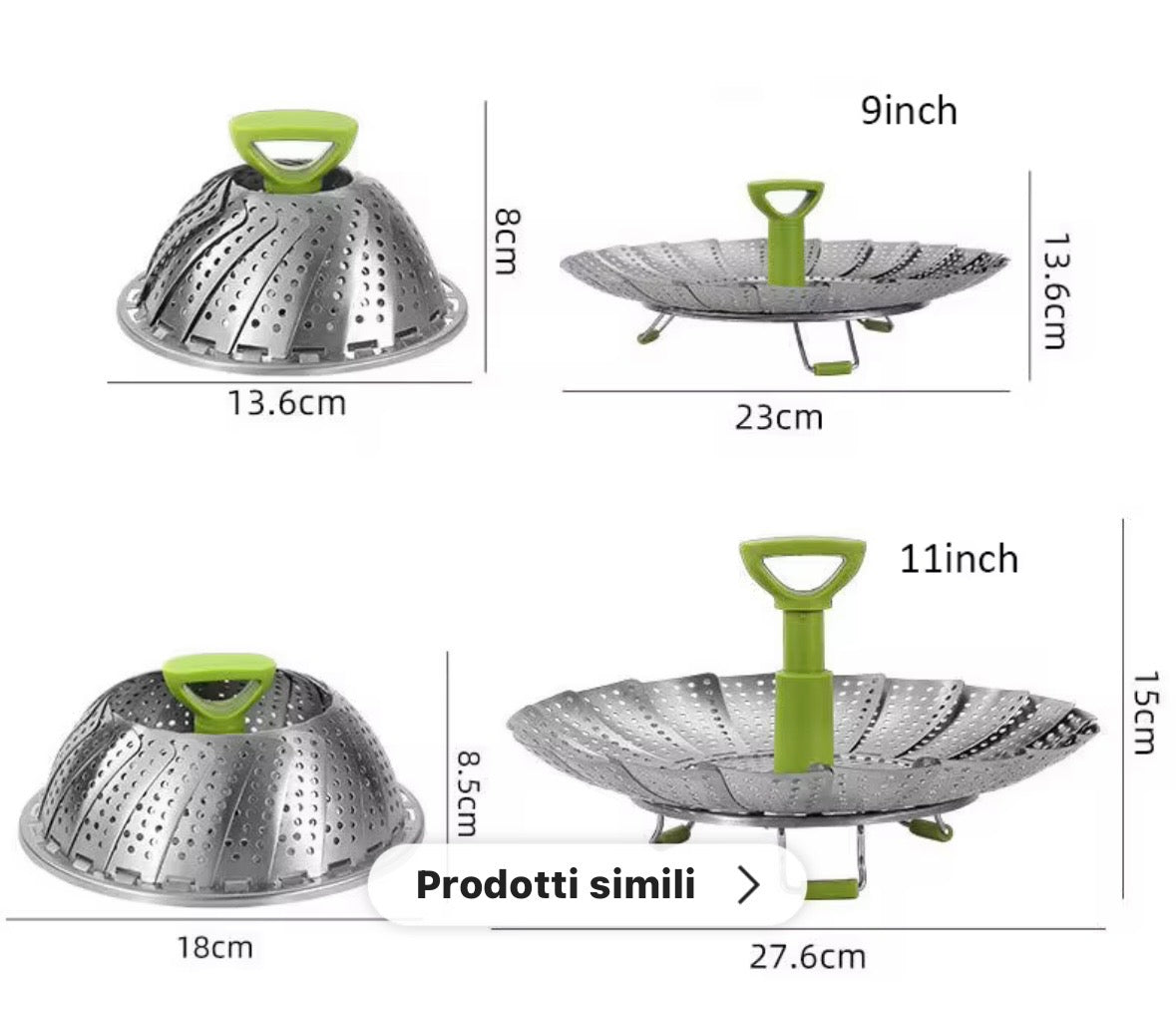 Cestello Vaporiera in Acciaio Inox – Pieghevole, Regolabile e Multifunzionale