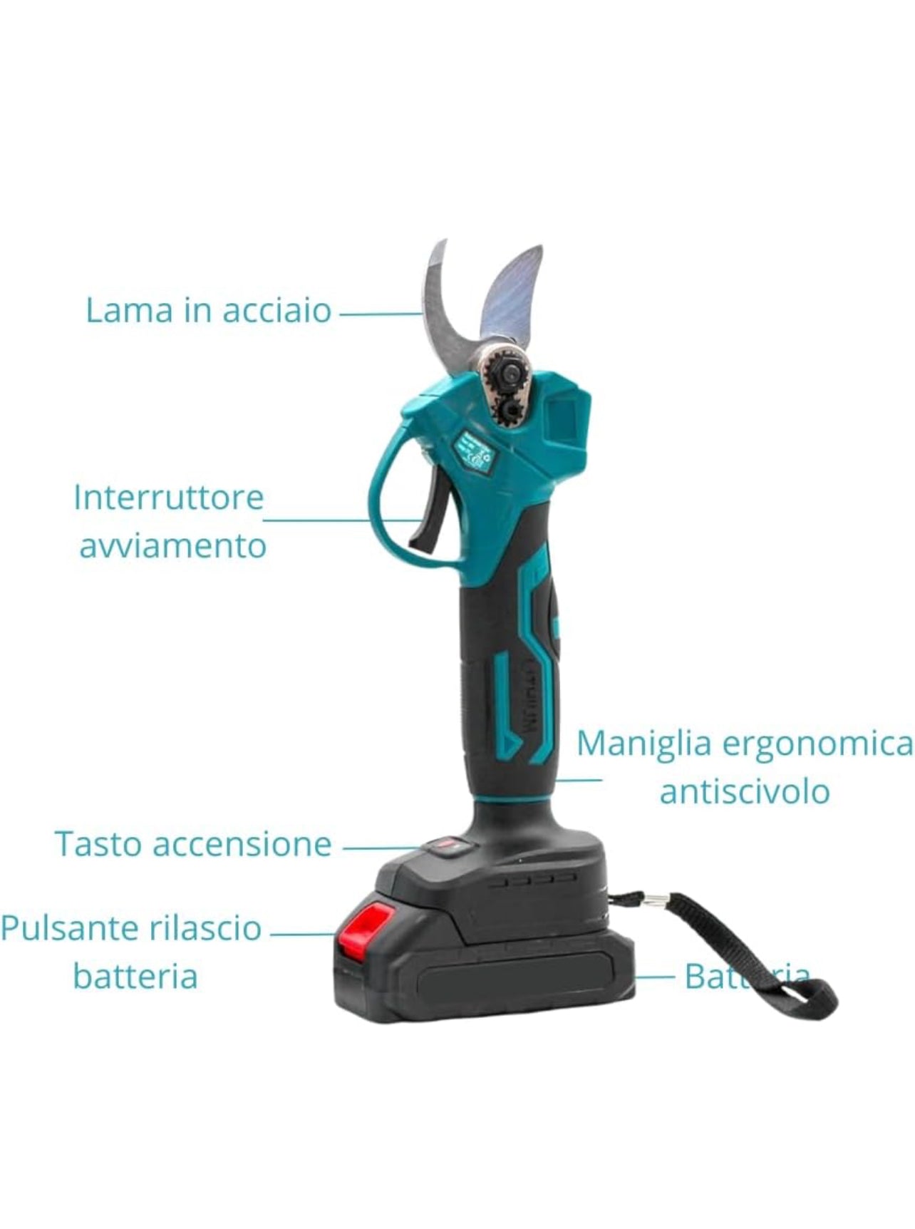 Kit Potatura 3 in 1 a Batteria: Forbici Elettriche + Mini Motosega 6” + Asta Telescopica 128–248 cm, Potatore a Palo per Giardino Viti e Arbusti - BDIT ACCESSORI