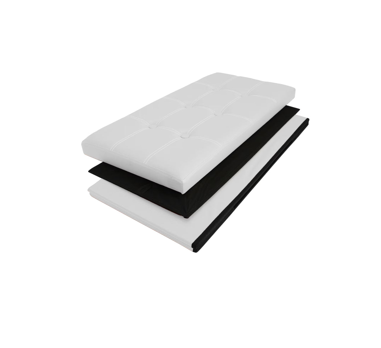 Leather Padded Trunk Bench Pouf with Quilted Button Design – Multi-Functional Storage Ottoman Bag – Available in Various Colours - BDIT ACCESSORI