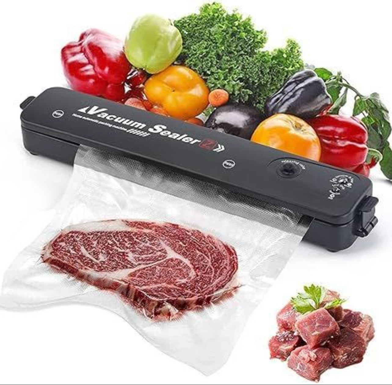 Seal-A-Matic Sigillatrice Sottovuoto Automatica per Alimenti – Macchina Sottovuoto per Conservazione di Verdura, Frutta, Carne – Con 10 Sacchetti Inclusi - BDIT ACCESSORI