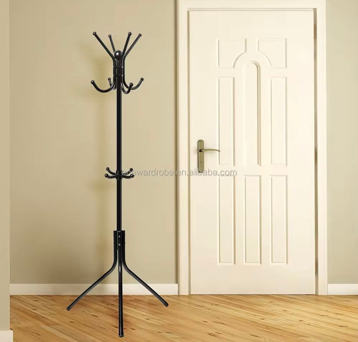 Appendiabiti a Piantana Nero Alto 170cm | Stand Attaccapanni Salvaspazio Moderno