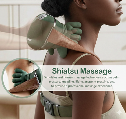 Bdit accessori Electric Neck Massager Deep Kneading Integrated Heating Shiatsu Neck Shoulder Massage USB Rechargeable Portable for Home Office