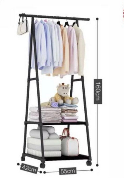 Guardaroba Aperto Stand Appendiabiti con Ripiani (160 cm) | Salvaspazio su Ruote