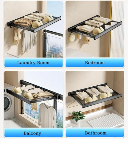 Mensola da Parete Pieghevole con Ganci – Salvaspazio per Cucina, Bagno e Balcone