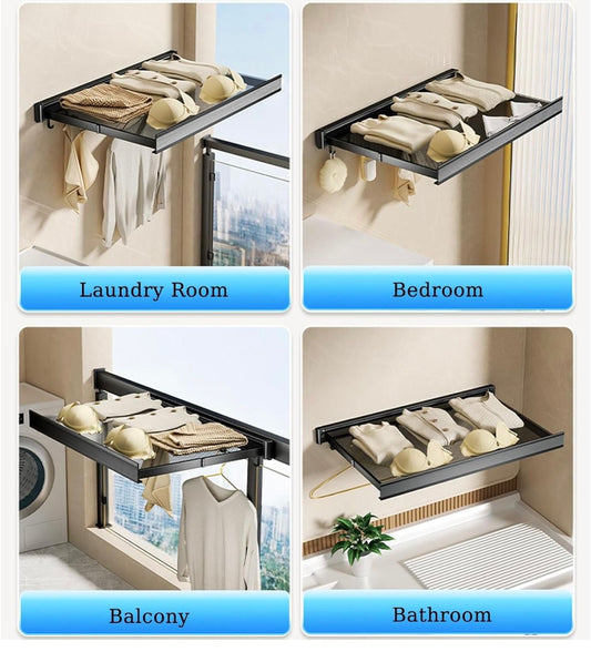 Mensola da Parete Pieghevole con Ganci – Salvaspazio per Cucina, Bagno e Balcone