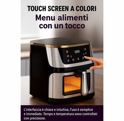 Friggitrice ad Aria Smart con Display LED e Finestra Panoramica 15L
