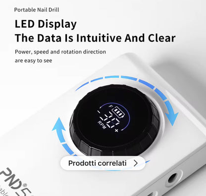 Fresa per Unghie Professionale PND560 Cordless | 30.000 RPM | 18W