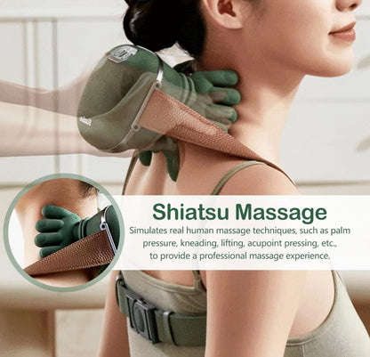 Bdit accessori Electric Neck Massager Deep Kneading Integrated Heating Shiatsu Neck Shoulder Massage USB Rechargeable Portable for Home Office