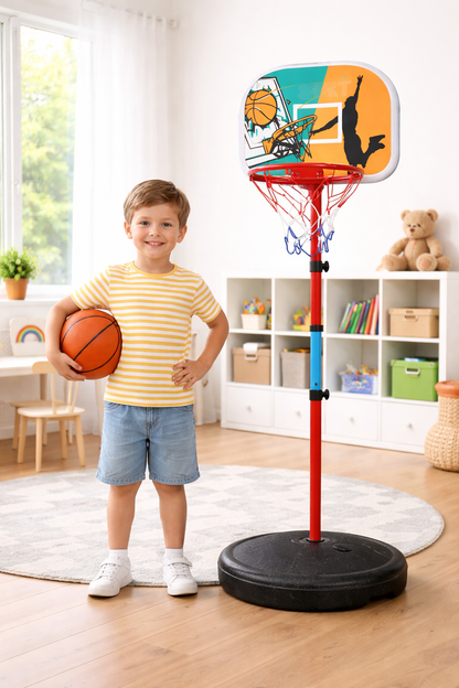 Canestro da Basket per Bambini Regolabile in Altezza fino a 120 cm – Struttura Stabile con Base Riempibile Acqua o Sabbia – Mini Basket da Interno ed Esterno per Casa e Giardino