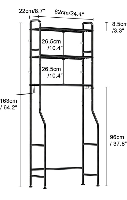 Scaffale da Bagno Salvaspazio 3 Ripiani – Organizer in Metallo Bianco per Lavatrice