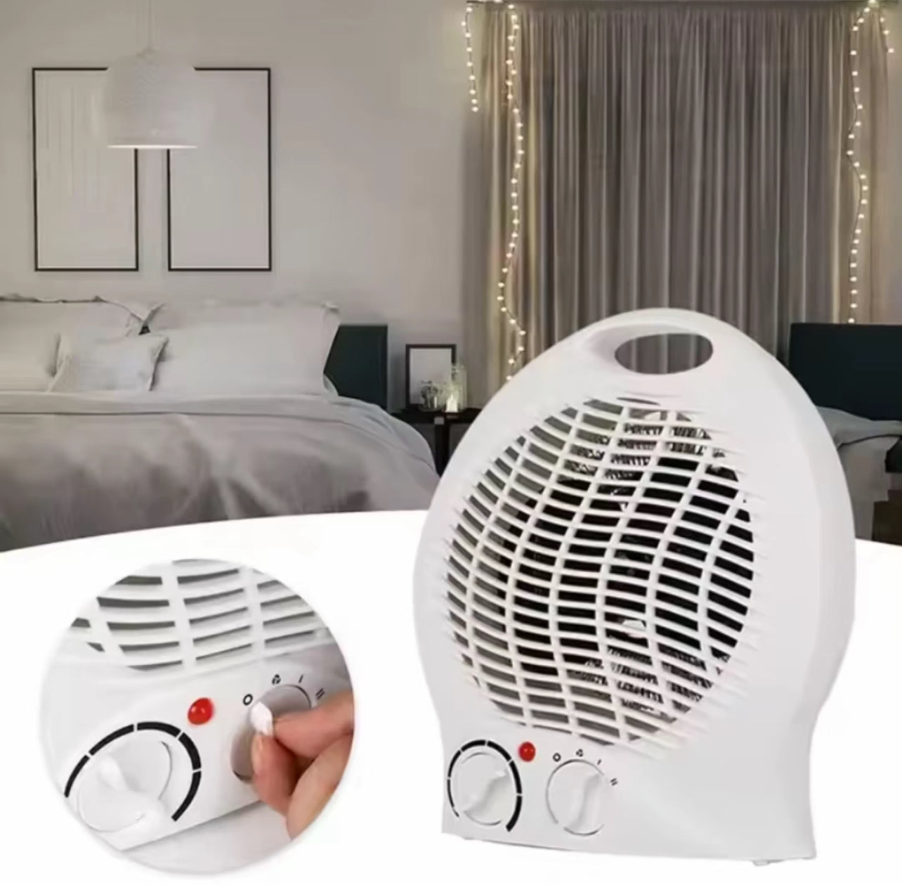 Termoventilatore Elettrico Portatile 1000/2000W con Termostato Regolabile e Maniglia – Riscaldamento Rapido per Casa e Ufficio