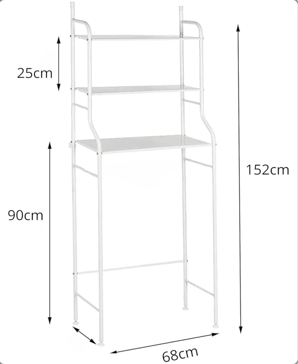 Scaffale da Bagno Salvaspazio 3 Ripiani – Organizer in Metallo Bianco per Lavatrice - BDIT ACCESSORI