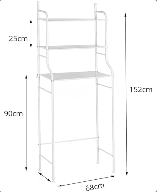 Scaffale da Bagno Salvaspazio 3 Ripiani – Organizer in Metallo Bianco per Lavatrice - BDIT ACCESSORI