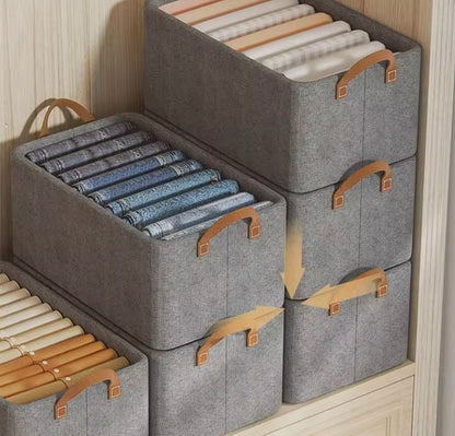 Scatola Porta Abiti con Coperchio e Manici – Contenitore Organizzatore Pieghevole in Tessuto