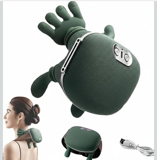 Bdit accessori Electric Neck Massager Deep Kneading Integrated Heating Shiatsu Neck Shoulder Massage USB Rechargeable Portable for Home Office