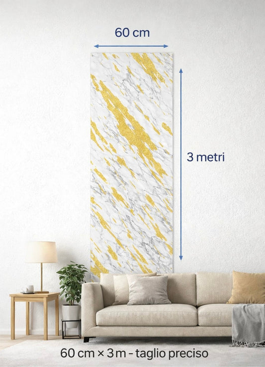 Carta da Parati Adesiva Marmo Bianco e Oro – Eleganza Moderna in un Click