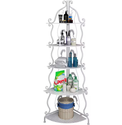 Mensola Angolare da Bagno in Ferro Battuto – Organizer Salvaspazio Elegante e Funzionale