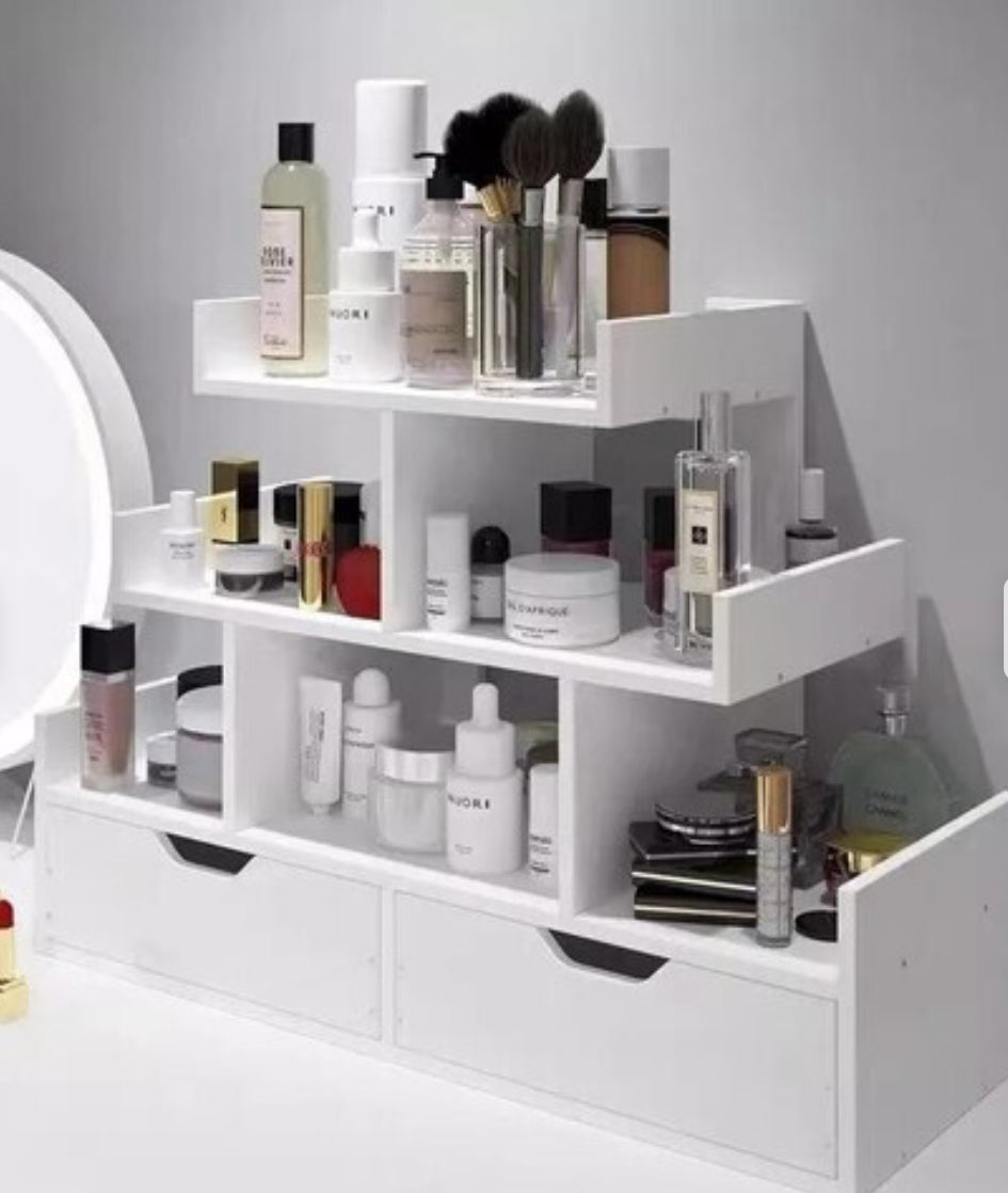 Organizzatore da Tavolo con Cassetti – Porta Cosmetici in Legno MDF